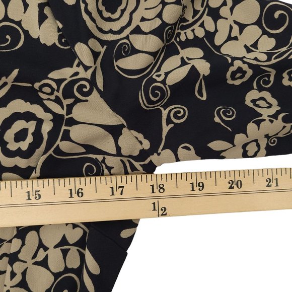 Ann Taylor LOFT Petites Wrap Dress Size 6P Black Taupe Floral Print Mid Length - Picture 3 of 16